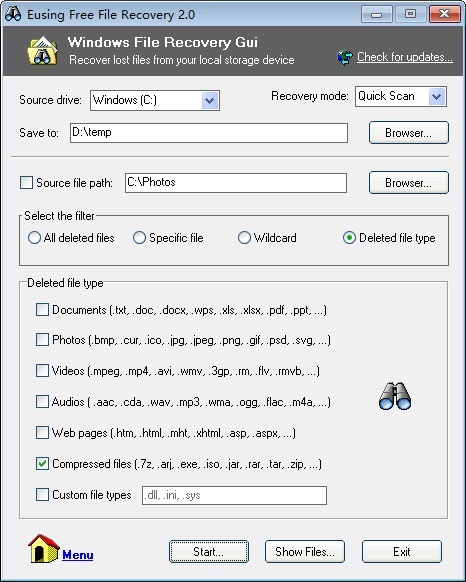 Eusing Free File Recovery 2.0 full