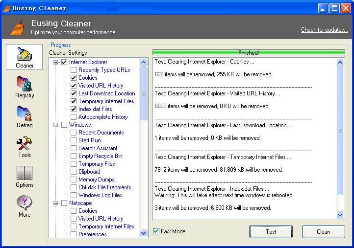 Eusing Free System Cleaner