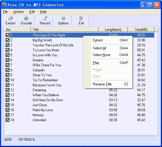 Free CD to MP3 Converter - Rip CD to Wav, Mp3, Ogg, Wma files freeware.